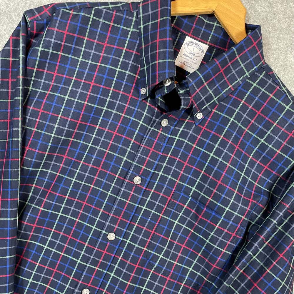 Brooks‎ Brothers 1818 Regent Fit Men's L Non-Iron Plaid Button Down Shirt